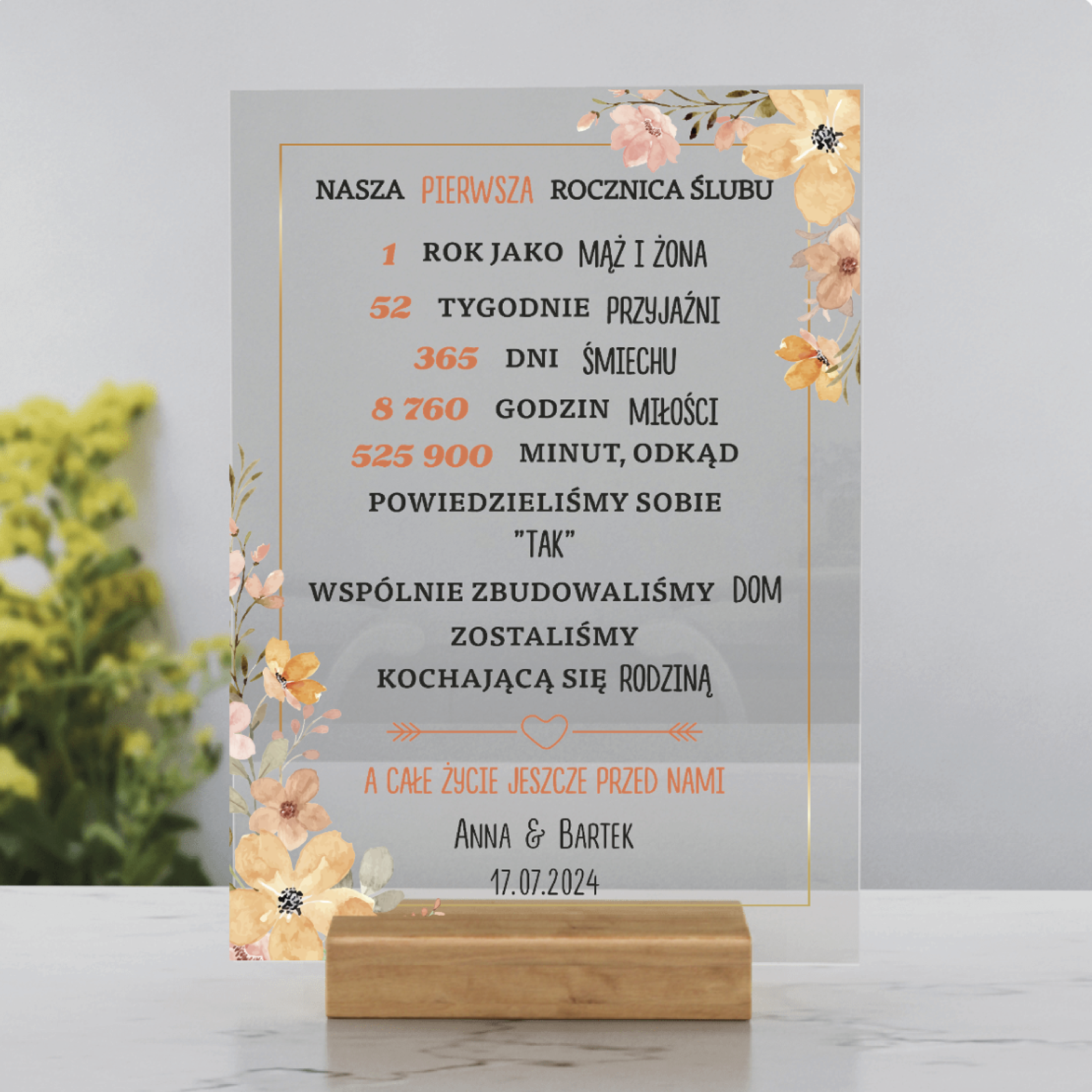 Nasza pierwsza rocznica ślubu - tabliczka