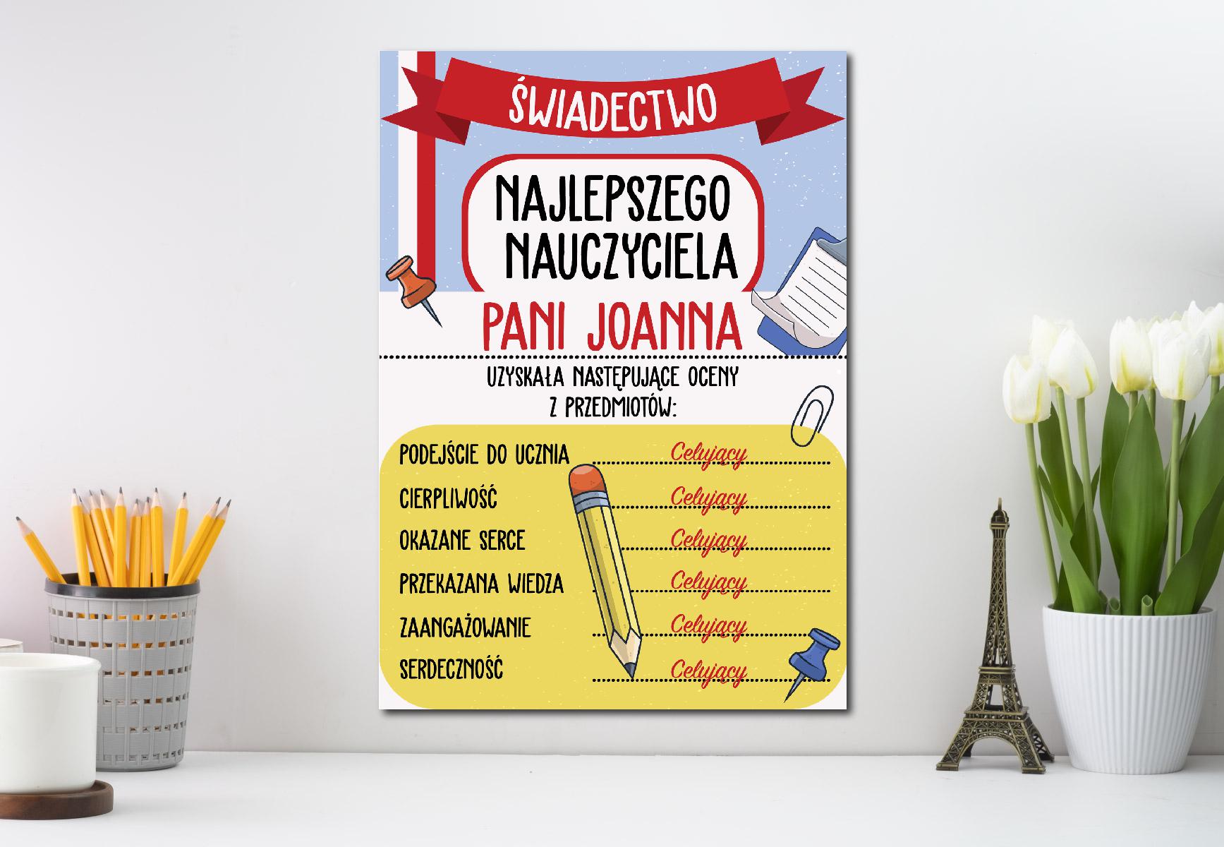 Świadectwo Najlepszego Nauczyciela