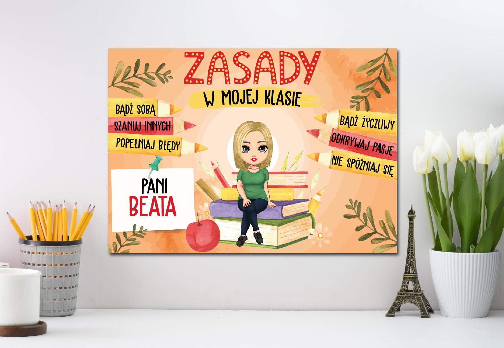 Zasady w Mojej Klasie - Tabliczka dla Nauczycielki